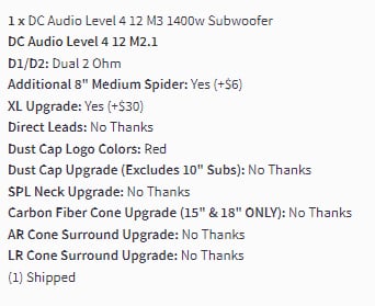 (Open Box) DC Audio Level 4 12 M2.1 1400w Subwoofer