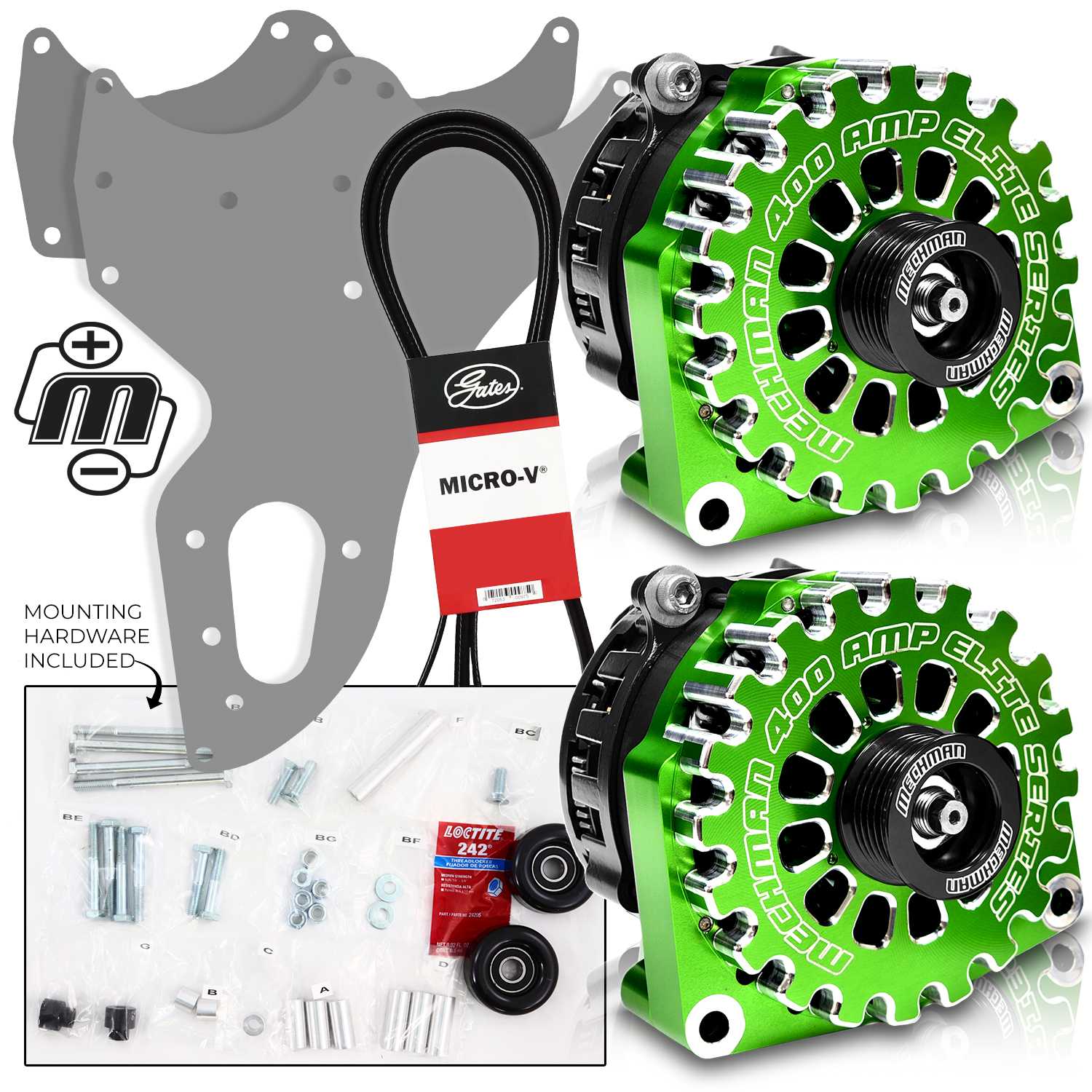 Mechman 800 Amp Green Dual Alternator Kit for 1999 - 2004 GM