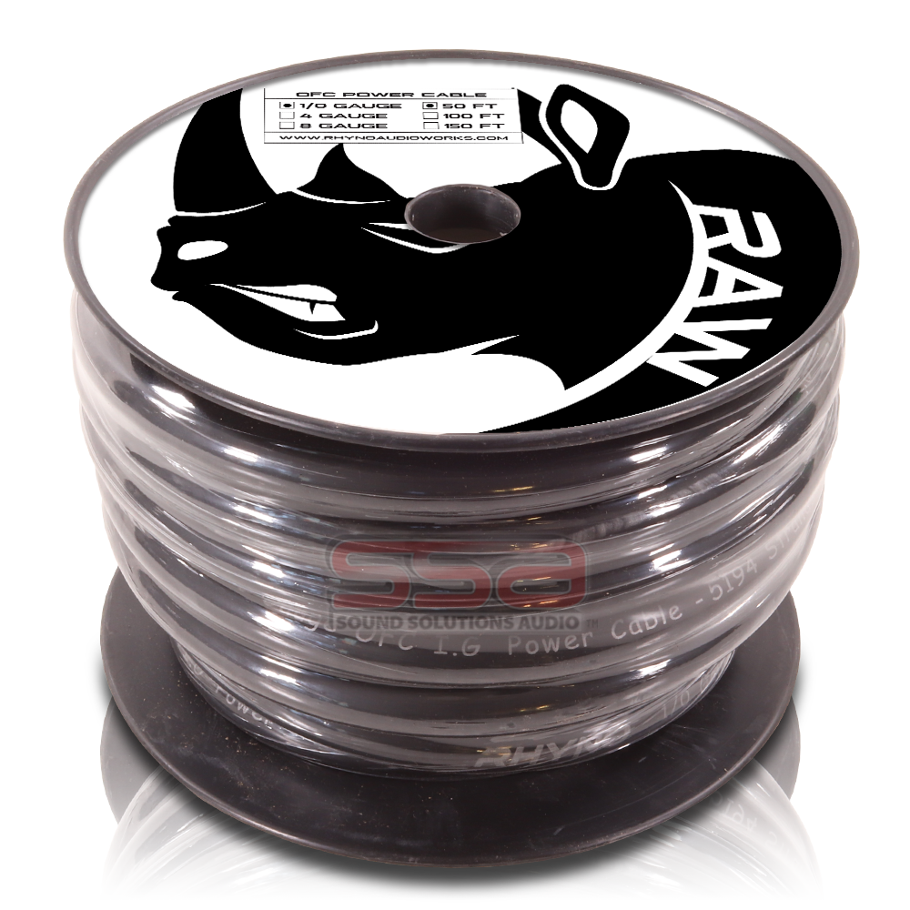 RHYNO 1/0 AWG Twisted OFC Power Cable - 50ft Spool
