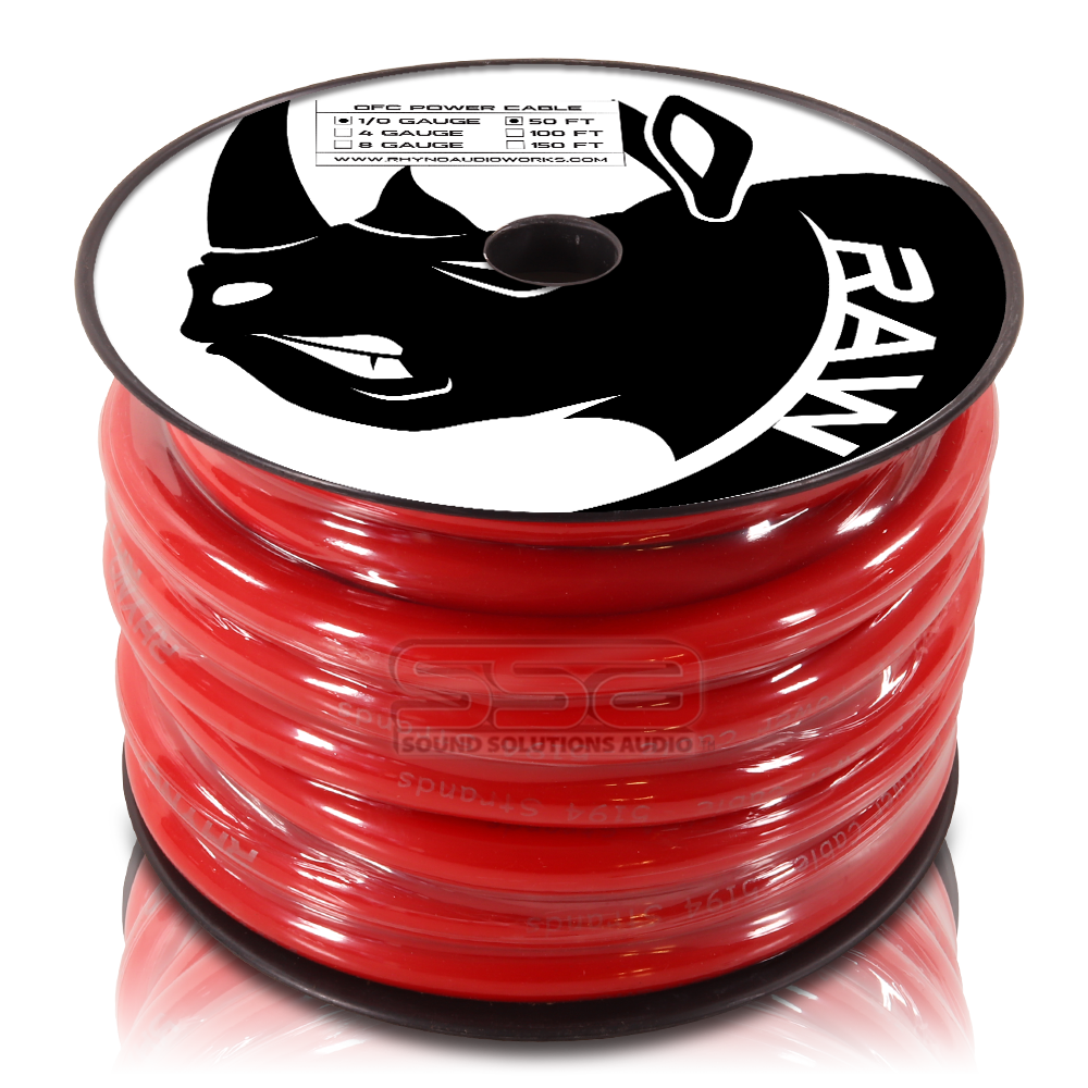 RHYNO 1/0 AWG Twisted OFC Power Cable - 50ft Spool