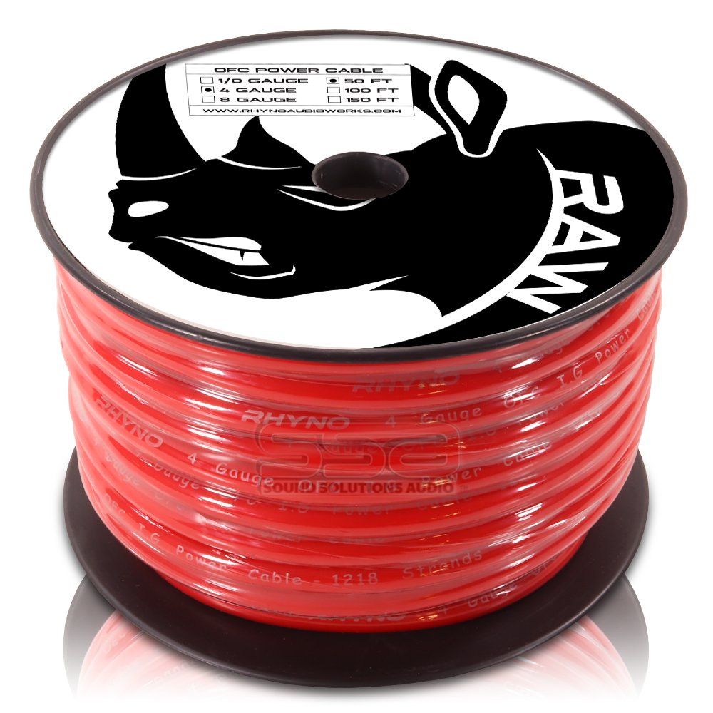RHYNO 4 AWG Twisted OFC Power Cable - 100ft Spool – Sound
