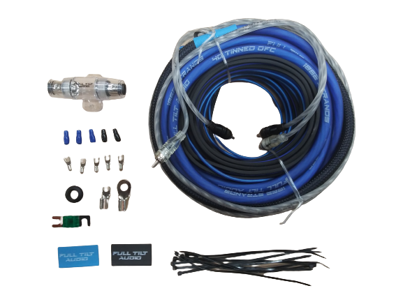 Full Tilt 4 Gauge Blue/Black Amp Kit -  OFC Oxygen Free Copper Wire