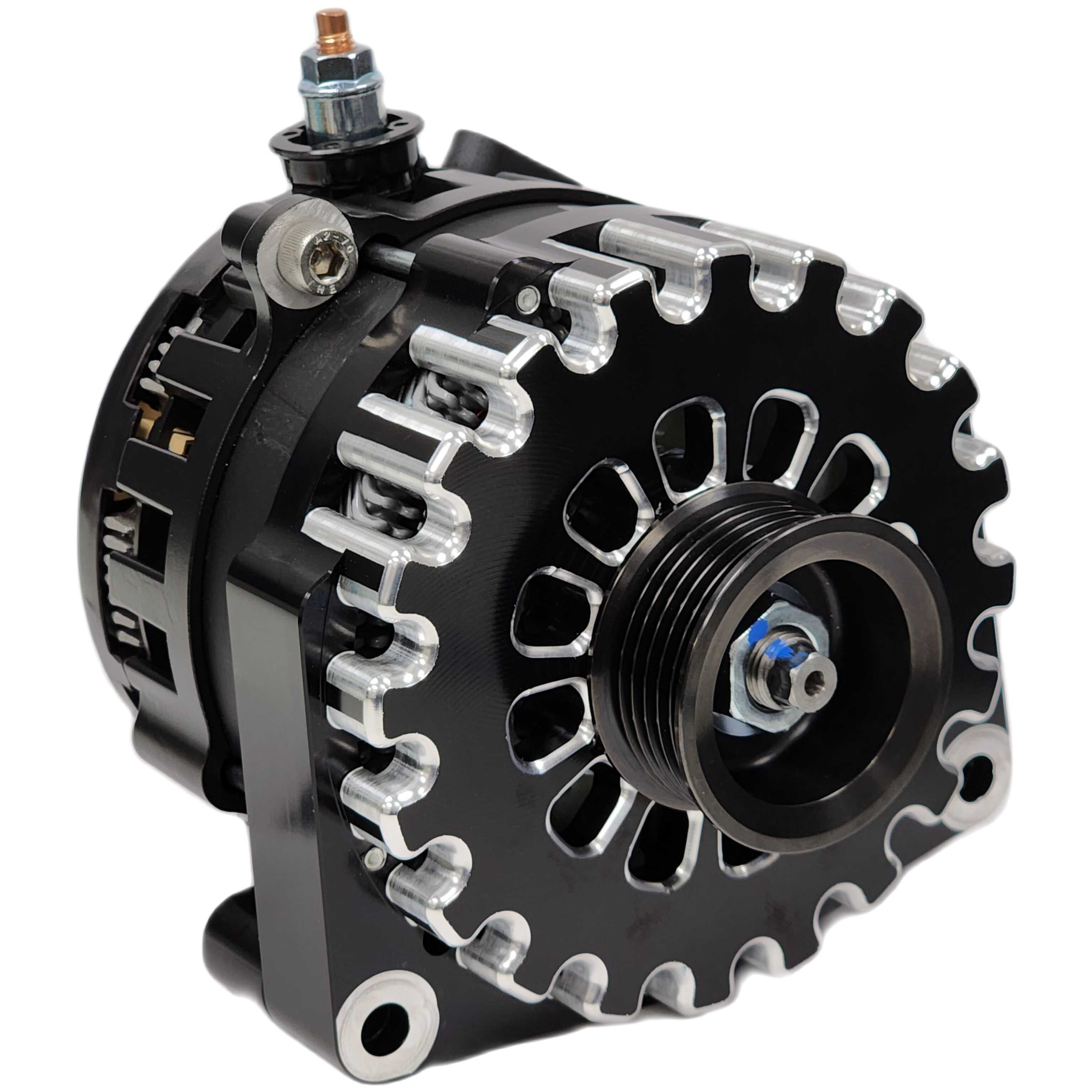 250 Amp Black Billet High Output Alternator for GM 2 pin WITH RVC Bypass