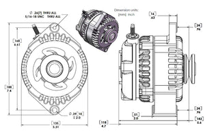 Marine 170 amp high output alternator for Ski / Wake Board Boats with 12SI 6.61 inch bolt pattern - V-Belt Pulley