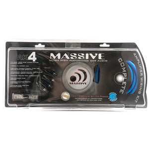 AK4 - 4 AWG FULL WIRE KIT SILVER TINNED 100% O2 FREE PURE TWISTED COPPER by Massive Audio®