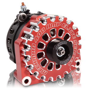 400A large case BILLET hairpin alternator for 2001-2007 GM truck 6.6l Diesel - side output stud - RED