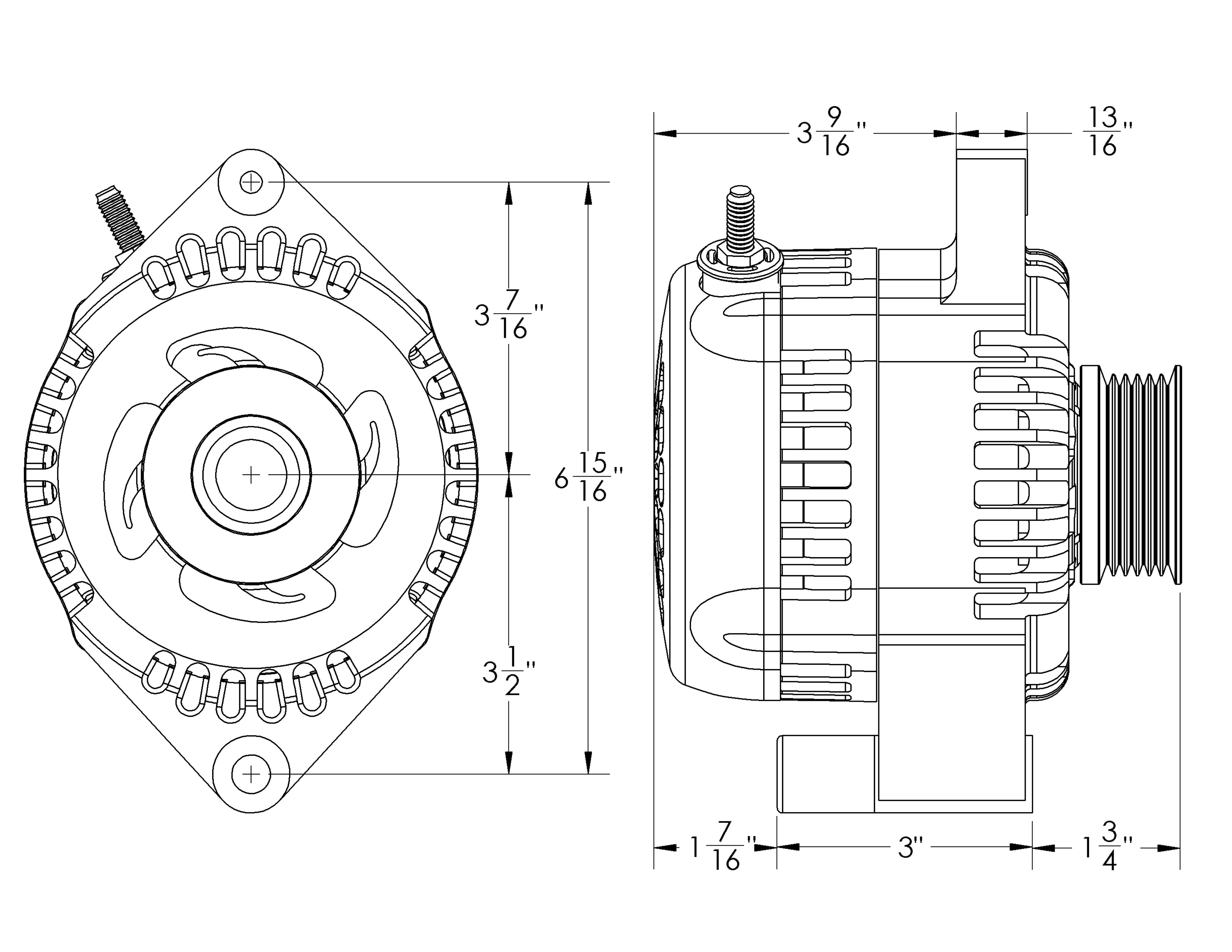 S Series Billet 240A racing alt - 6/12 Ford 6S  - Chrome