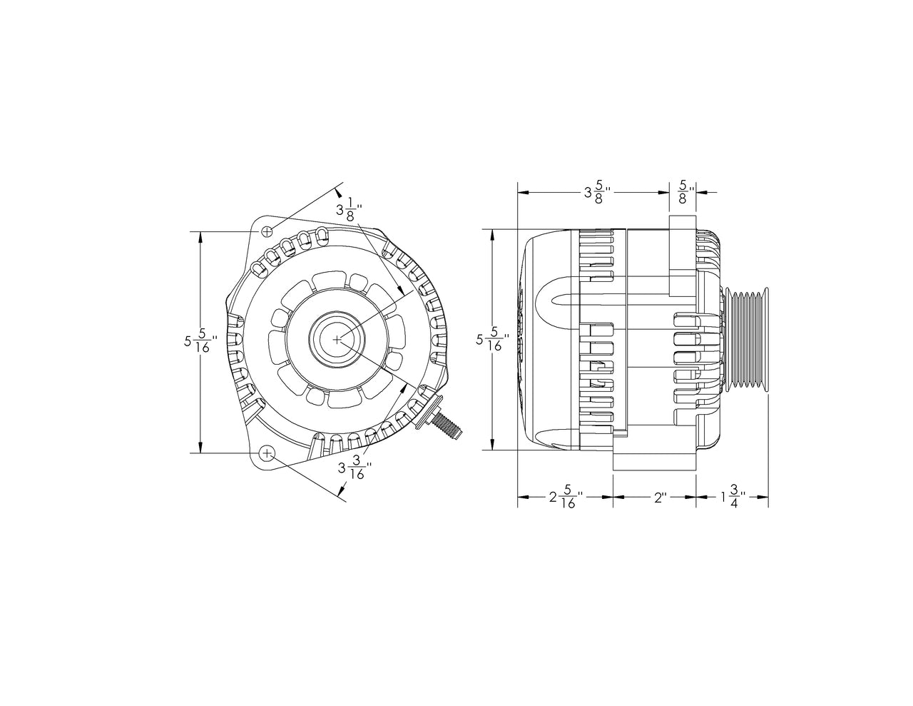 Billet 240A racing alternator 88-95 GM truck mount - Polished