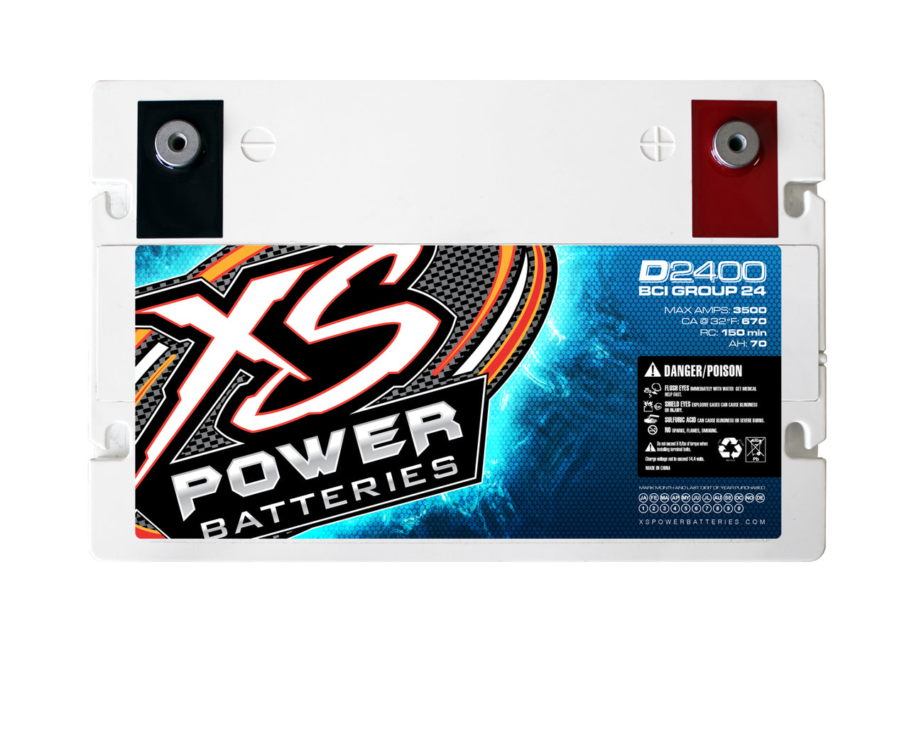 XS Power D2400 12V AGM Battery, Max Amps 3500A