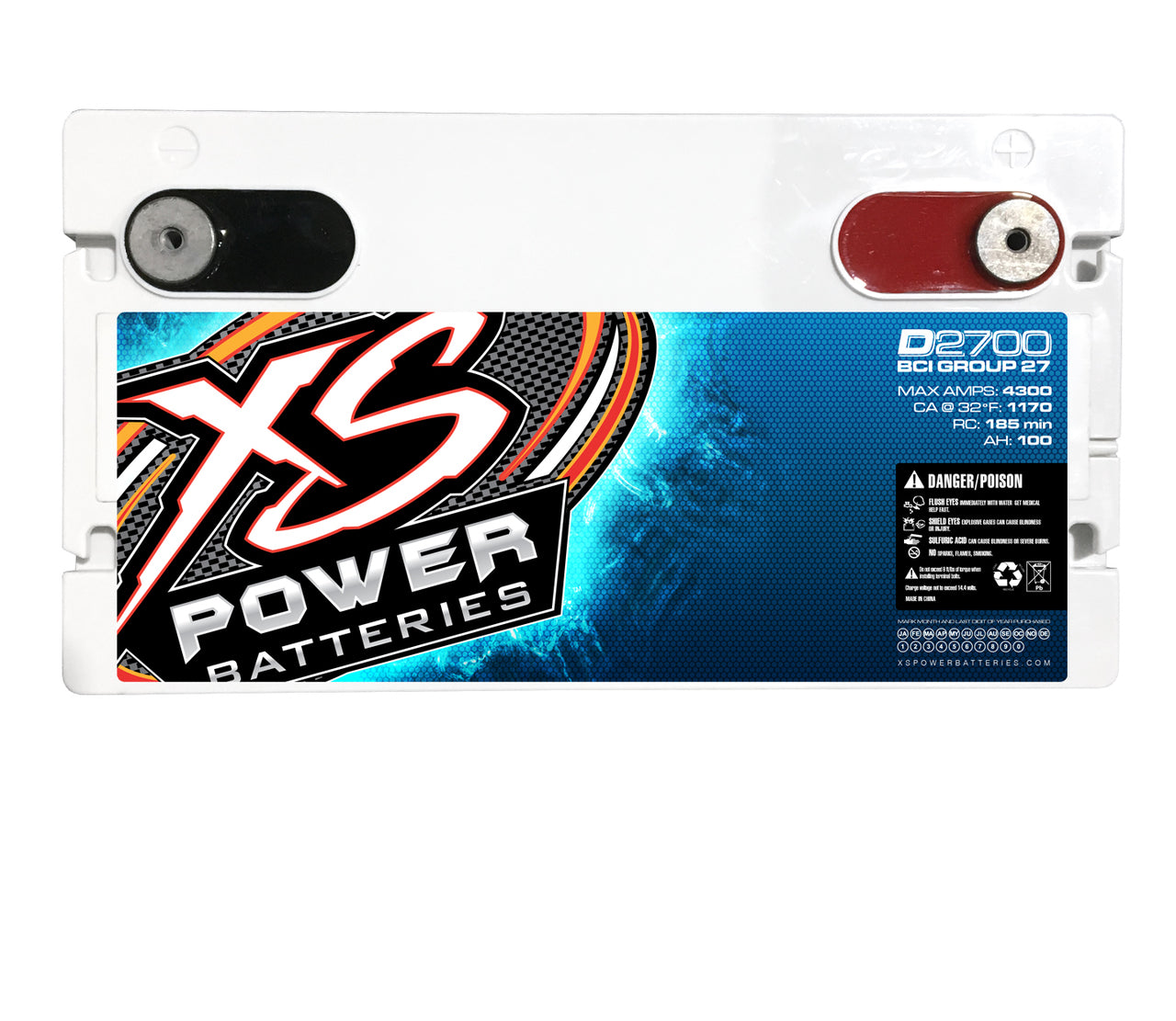 XS Power D2700 12V AGM Battery, Max Amps 4300A - 4500W