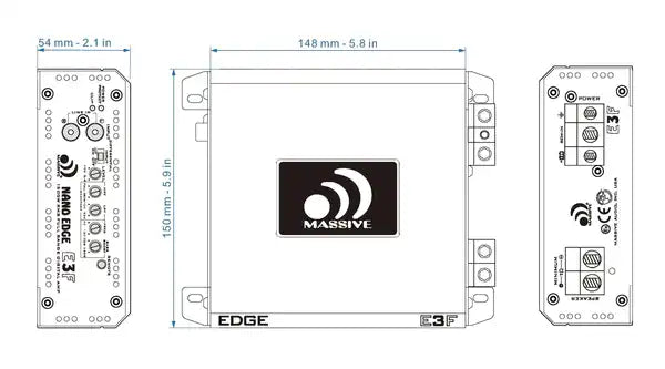 E3F - 1,500 Watts RMS Mono Block Full Range Compact Amplifier by Massive Audio®