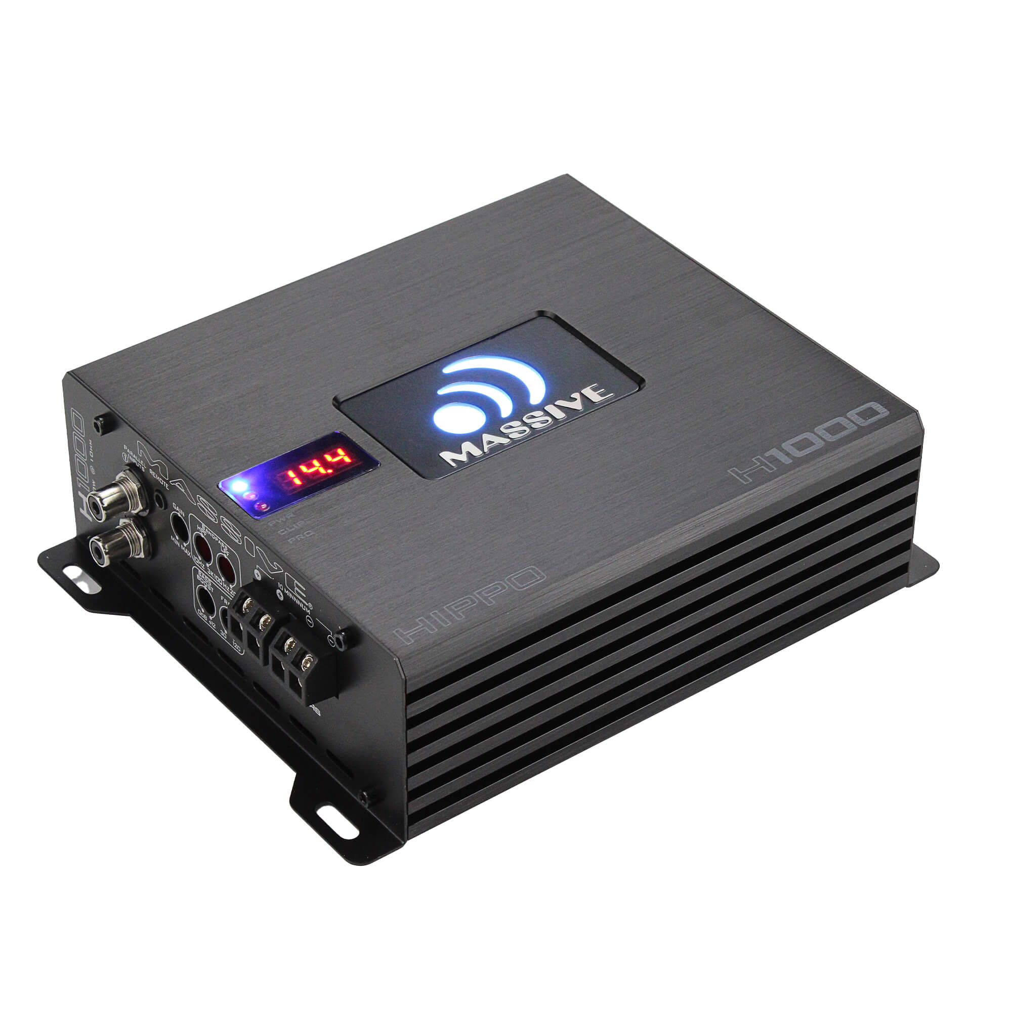 H1000 - 1050 Watt RMS @ 1 Ohm Mono Block Hippo Series Amplifier with Bass Remote