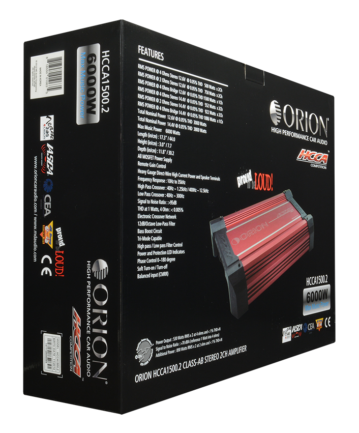 ORION HCCA1500.2 HCCA Series 1500W RMS 2-Channel Class-AB Amplifier