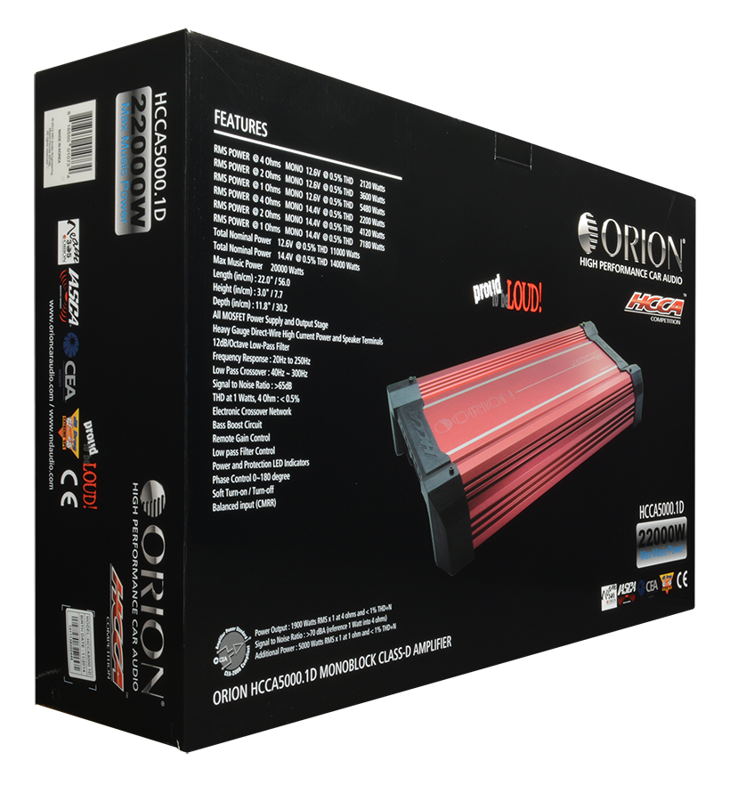 ORION HCCA5000.1DSPLX HCCA Series 5000W RMS 1-Channel Class-D Amplifier