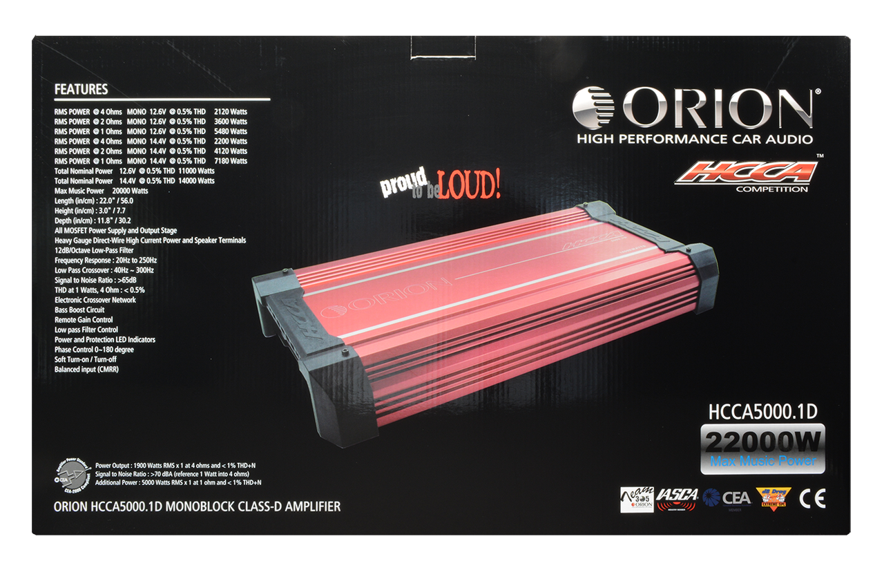 ORION HCCA5000.1DSPLX HCCA Series 5000W RMS 1-Channel Class-D Amplifier