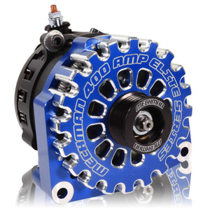 High Output 400A large case BILLET alternator for 2001-2007 GM truck 6.6l Diesel - side output stud - Dark Blue