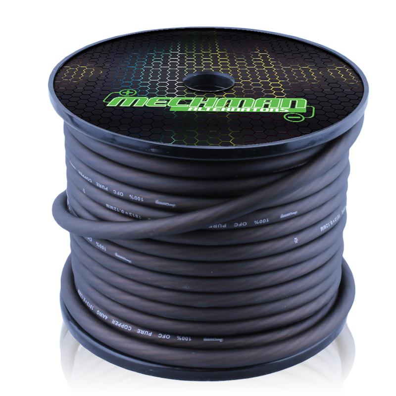 Mechman 8 AWG Black OFC pure copper power cable - 150ft Spool