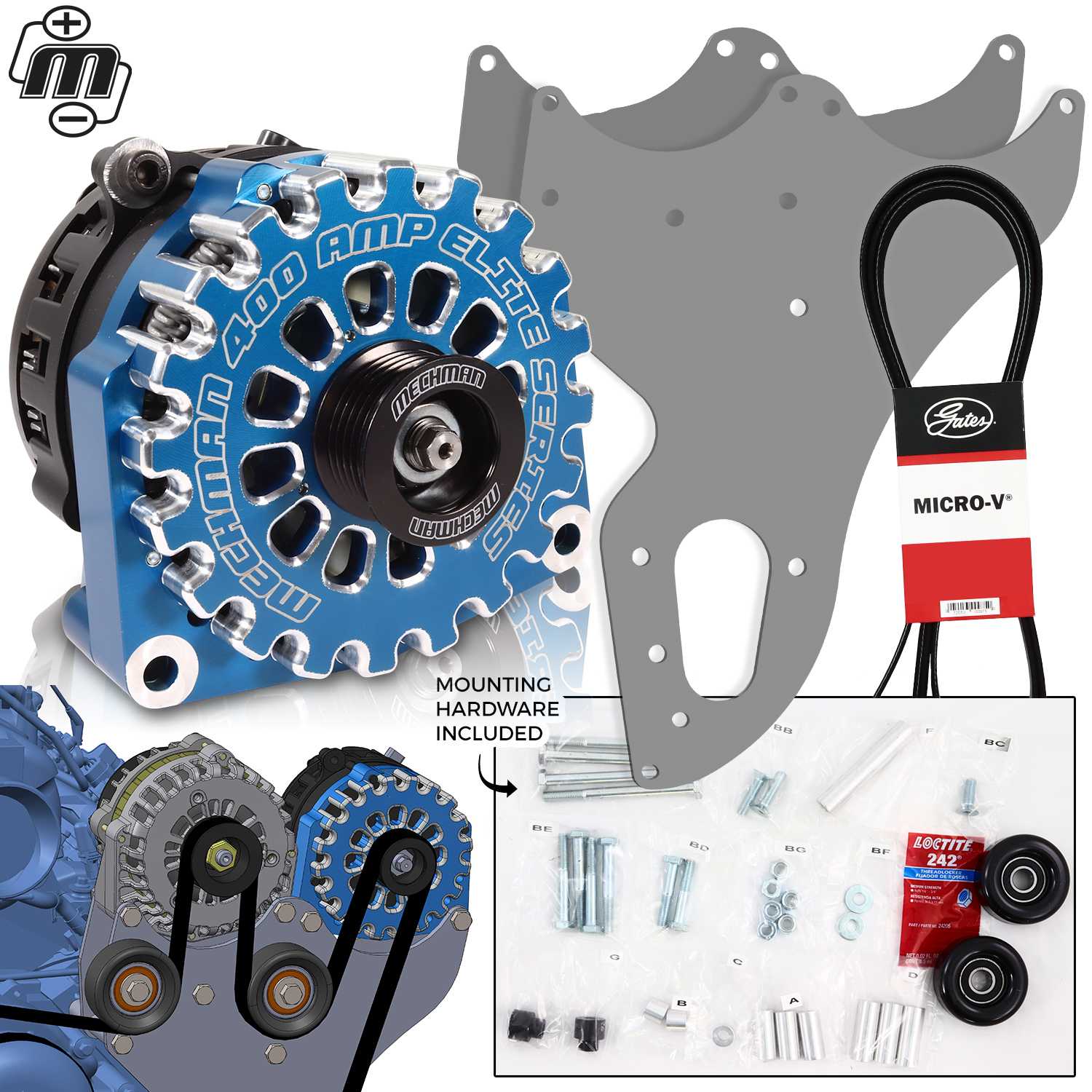 Mechman 400 Amp Blue Dual Alternator Kit for 1999 - 2013 GM Trucks