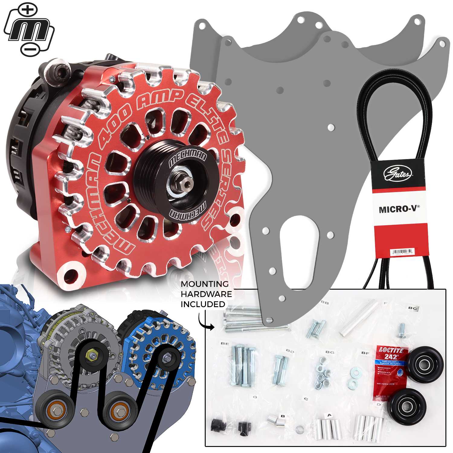 Mechman 400 Amp Red Dual Alternator Kit for 1999 - 2013 GM Trucks