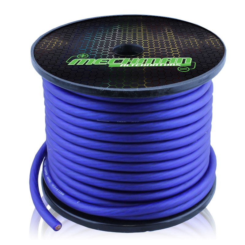 Mechman 8 AWG Blue OFC pure copper power cable - 150ft Spool