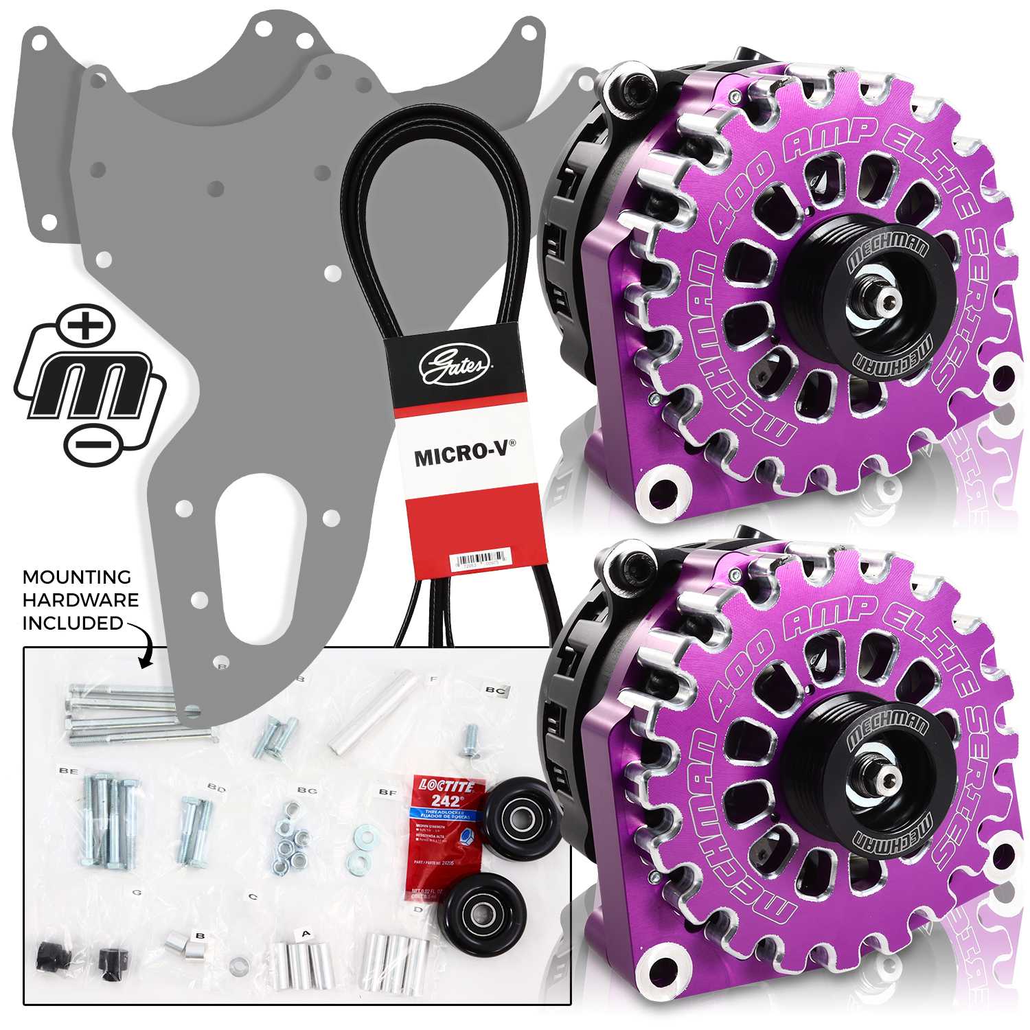 Mechman 800 Amp Purple Dual Alternator Kit for 1999 - 2004 GM Trucks