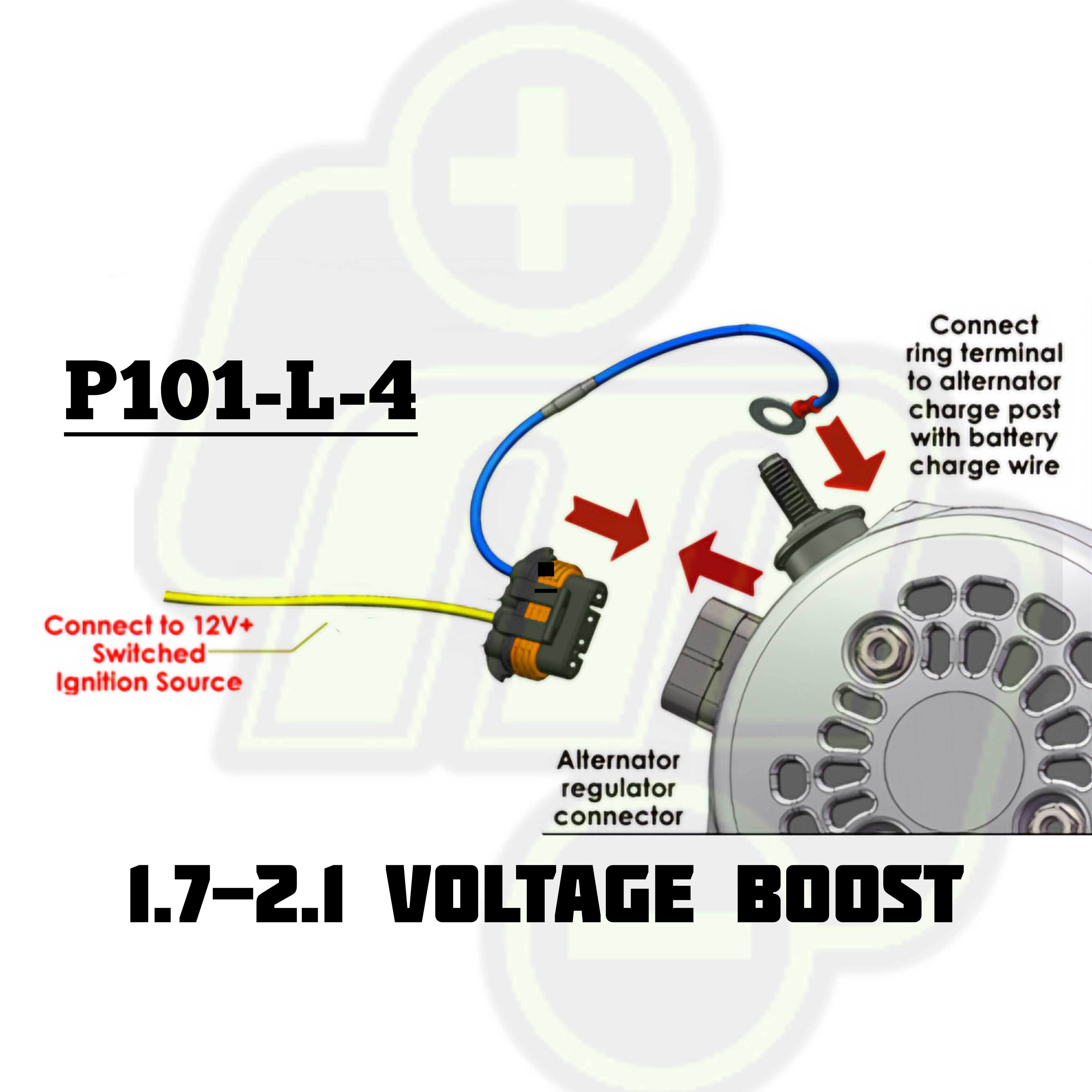 P101-L-4 Voltage boost harness for GM 4 pin regulators for a 2 volt increase for Lithium or 14-volt AGM batteries
