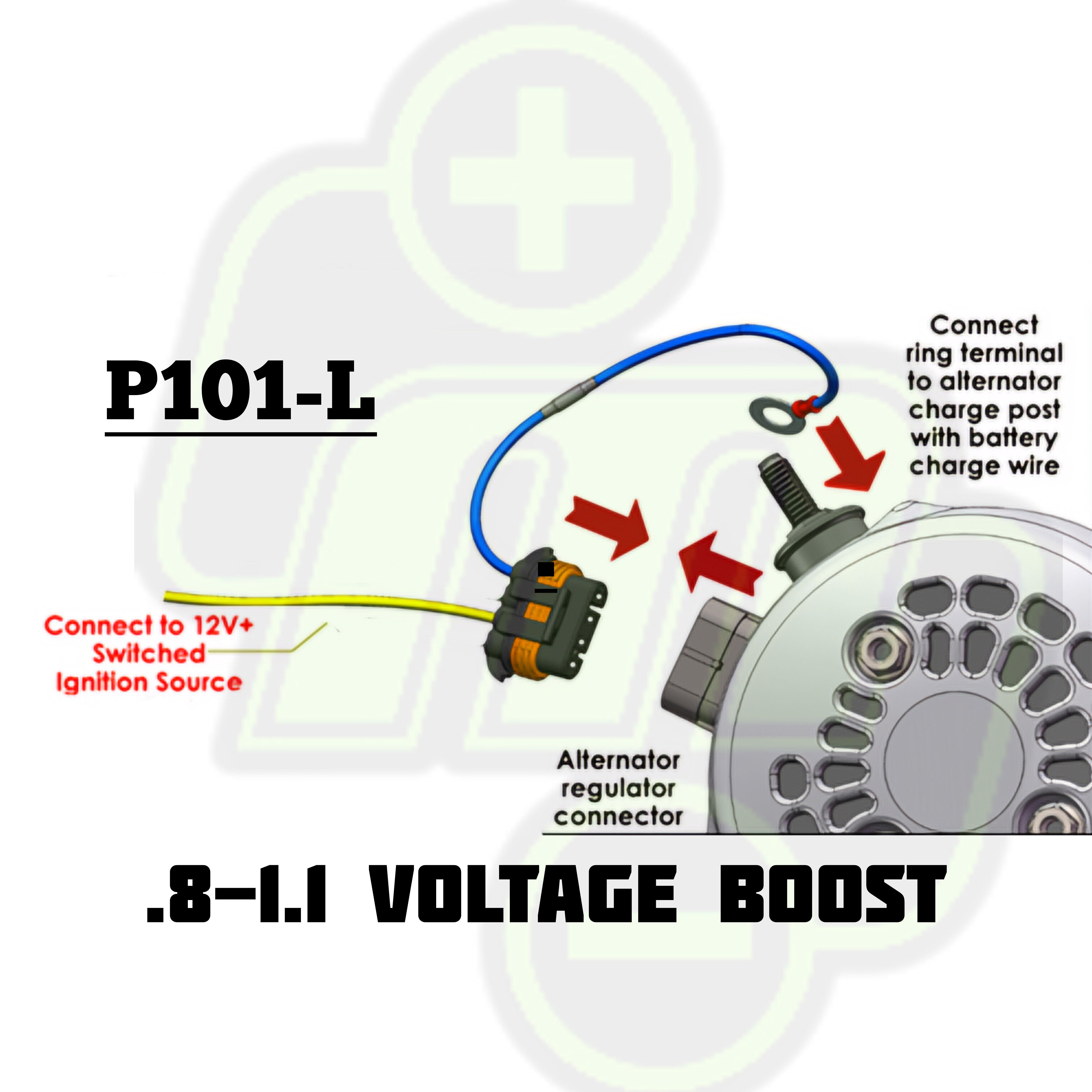 P101-L Voltage boost harness for GM 4 pin regulators for a 1 volt increase for Lithium batteries