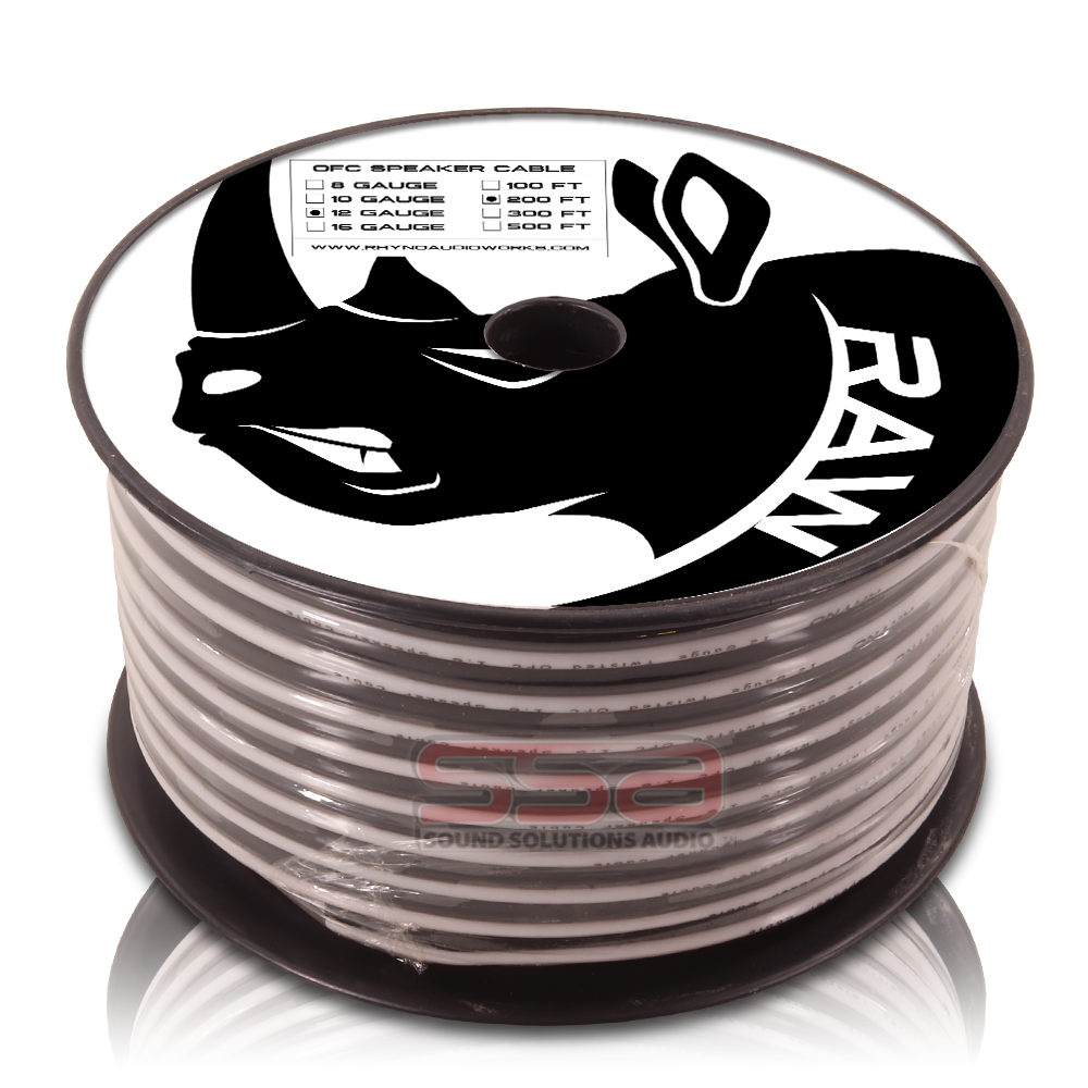 RHYNO 12 AWG Speaker Wire Twisted OFC 200ft Spool