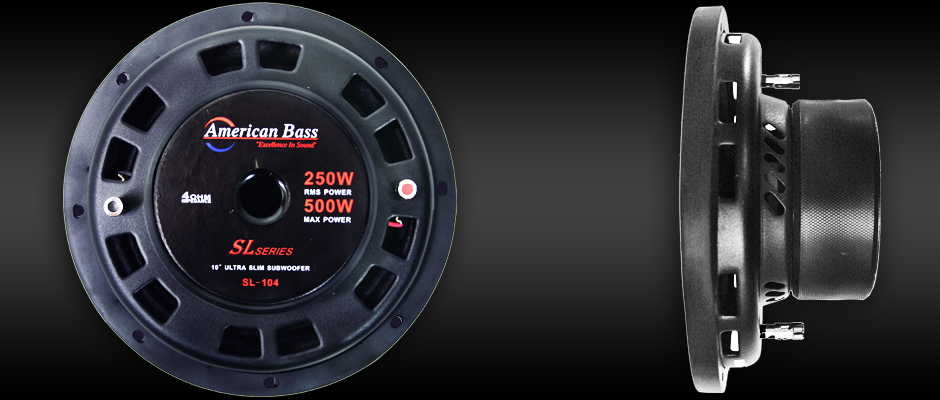 American Bass SL 10 Inch Slim Line 250w RMS SVC 4 Ohm Subwoofer