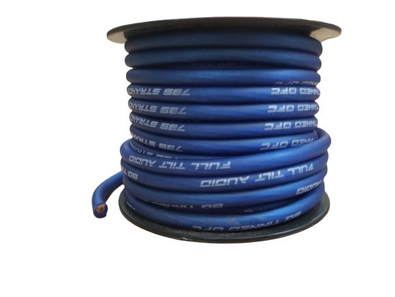 Full Tilt 8 Gauge Blue 50' Tinned OFC Oxygen Free Copper Power/Ground Cable/Wire