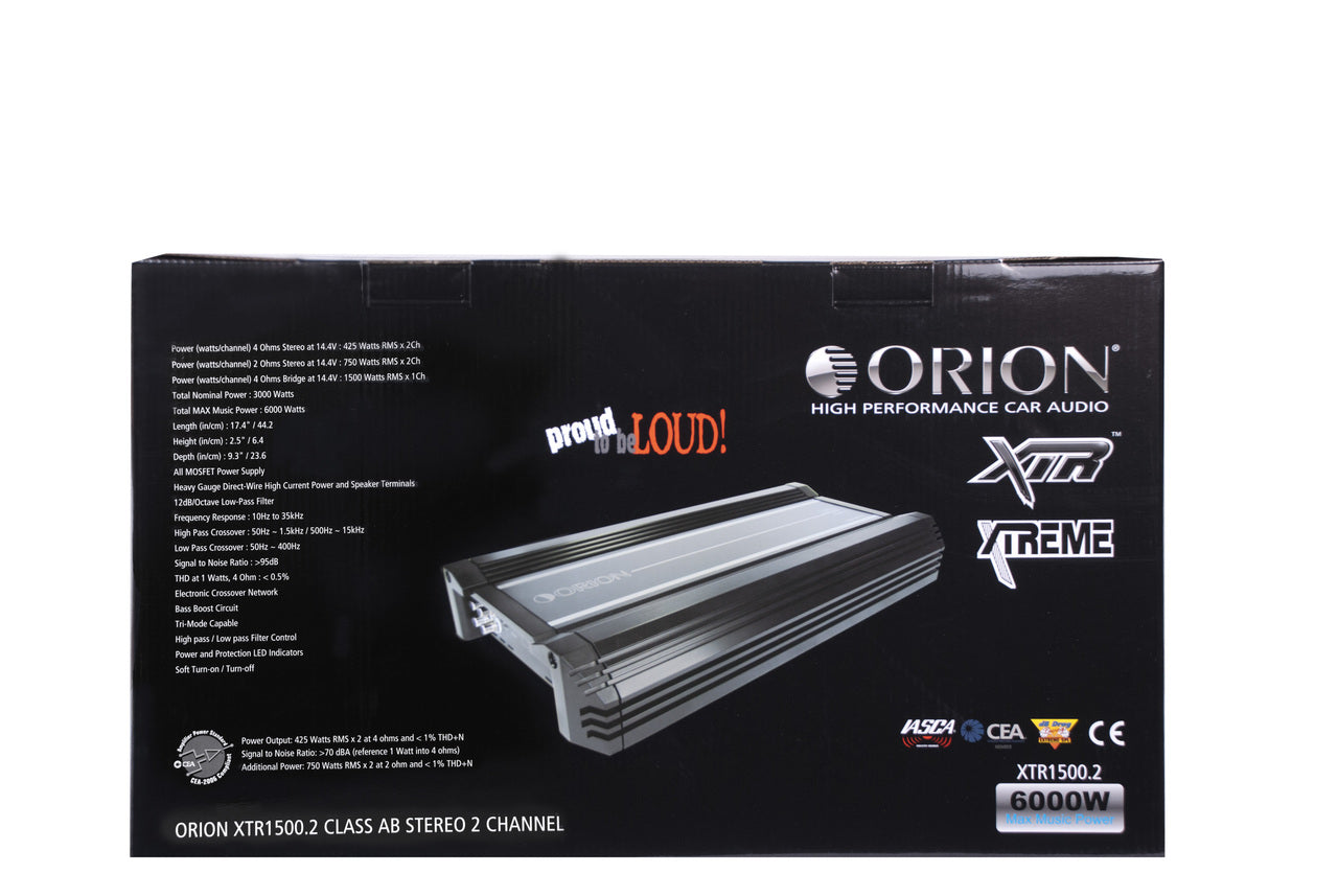 ORION XTR XTR1500.2, 2 CHANNEL AMPLIFIER 1500 WATTS RMS W/X-OVER