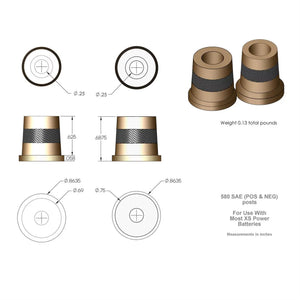 XS POWER 580 Short brass Post Adapters M6