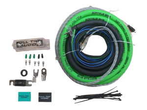 Full Tilt 1/0 Gauge Lime/Black Amp Kit -  OFC Oxygen Free Copper Wire