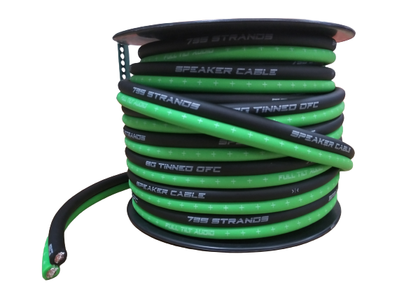 Full Tilt 8 Gauge Lime/Black 50' Tinned OFC Oxygen Free Copper Power/Ground Cable/Wire