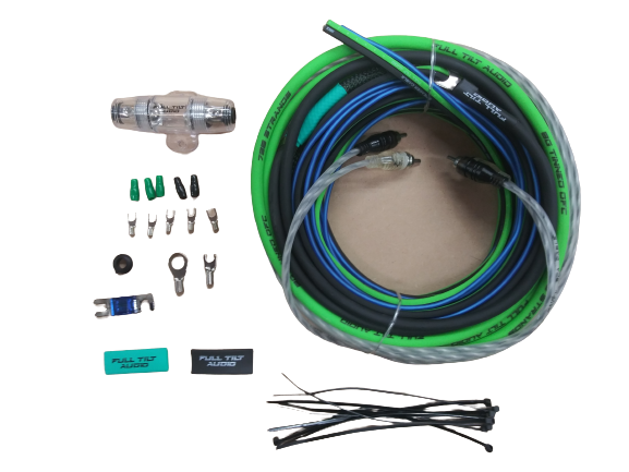 Full Tilt 8 Gauge Lime/Black Amp Kit -  OFC Oxygen Free Copper Wire