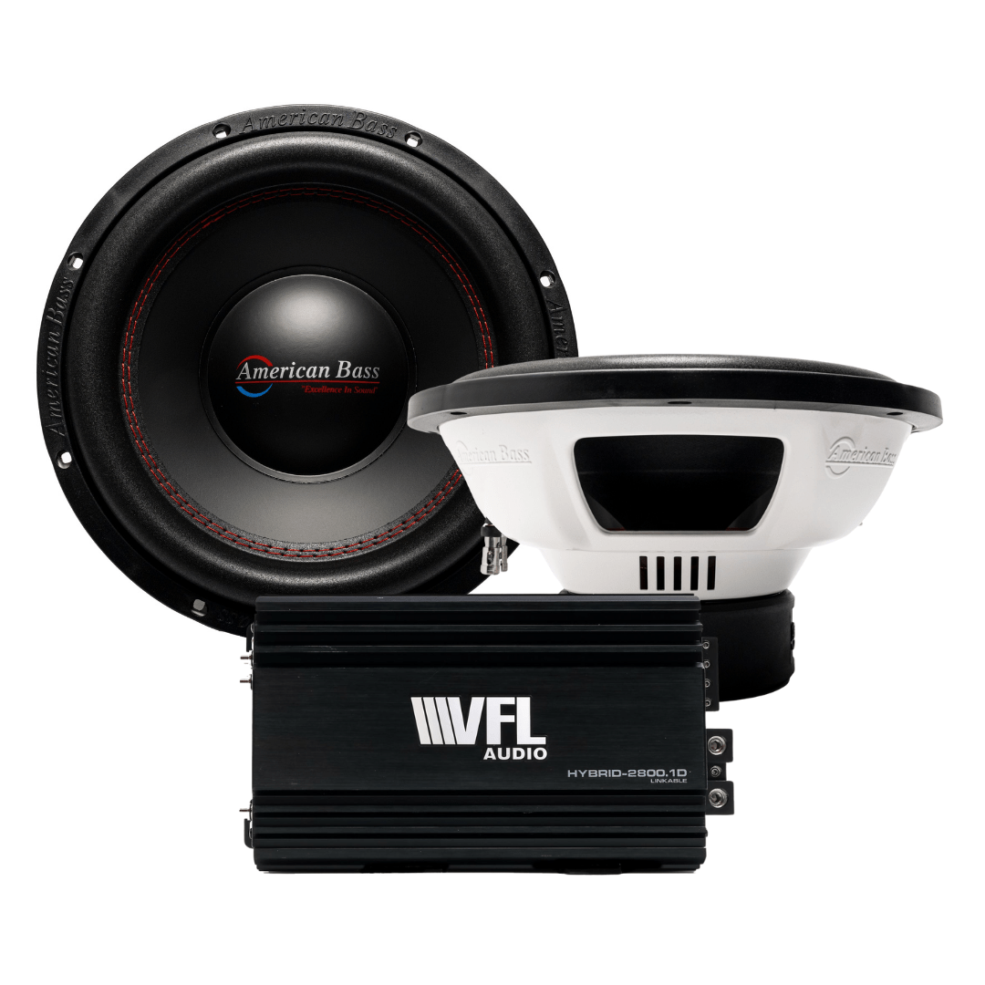American Bass Power Pack: 2 DX 12 Subwoofers + VFL Hybrid 2800.1 Amplifier