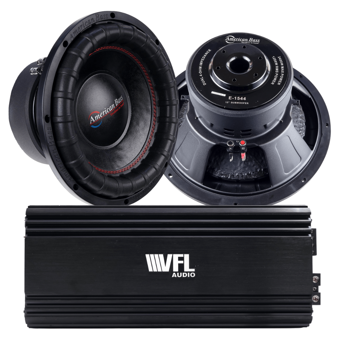 American Bass Power Pack: 2 Elite 1544 Subwoofers + VFL Stealth 5500.1D Amplifier
