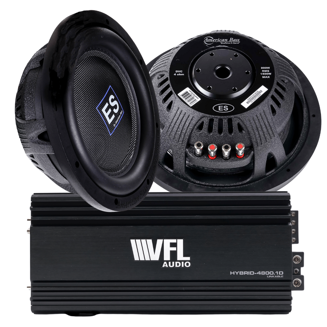 American Bass Power Pack: 2 ES 1244 Subwoofers + VFL Hybrid 4800.1 Amplifier