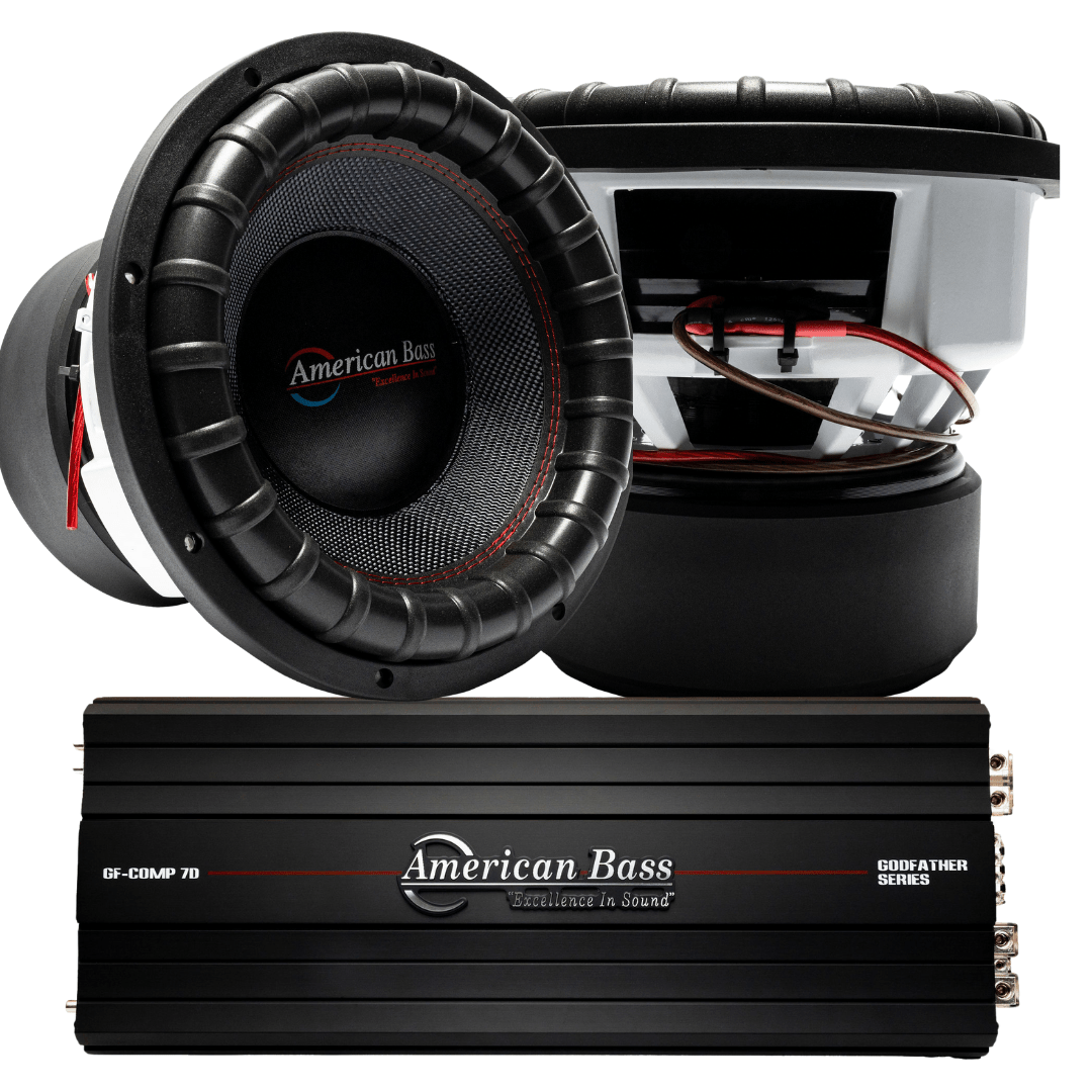 American Bass Power Pack: 2 Godfather 12 Subwoofers + Godfather Comp 7D Amplifier