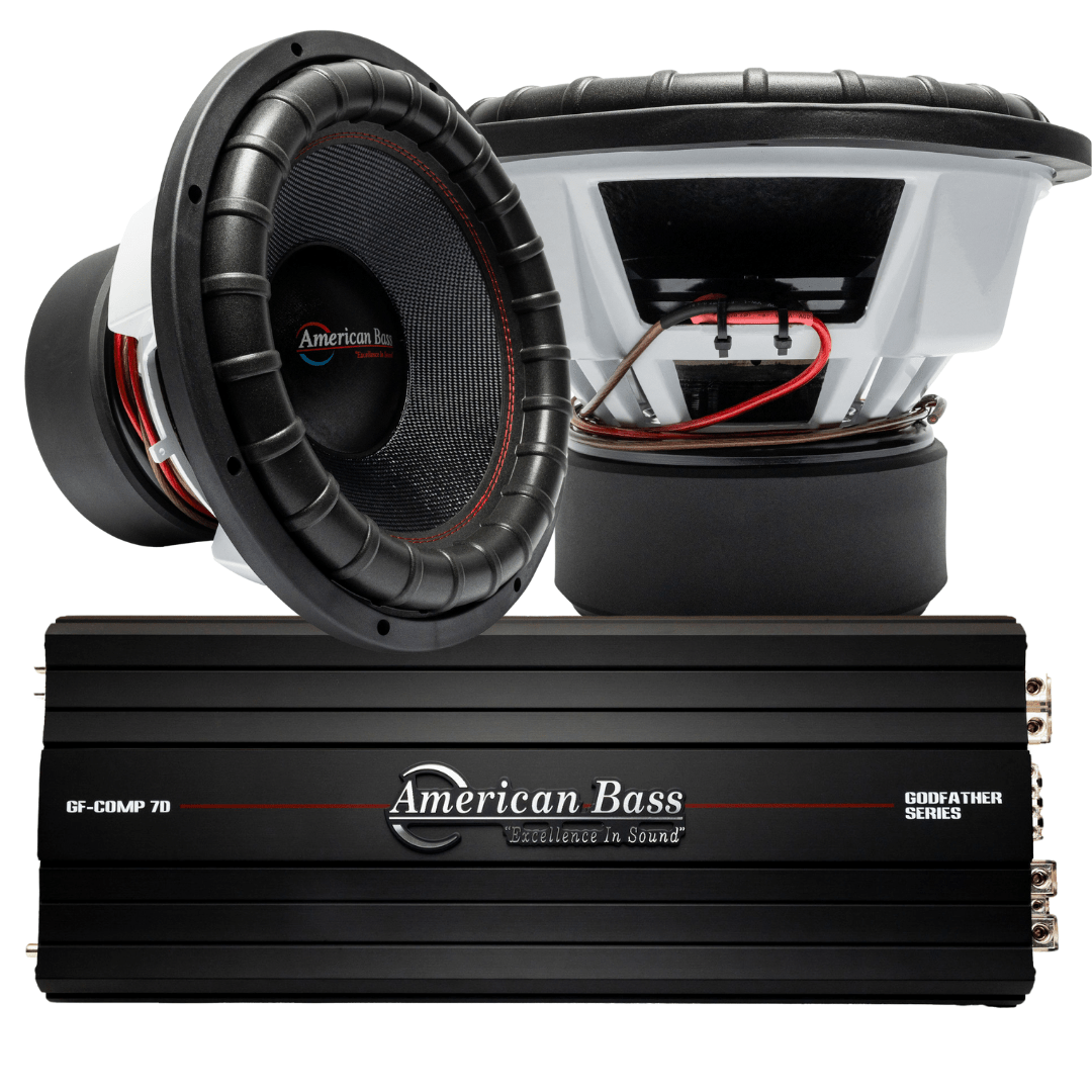 American Bass Power Pack: 2 Godfather 15 Subwoofers + Godfather Comp 7D Amplifier