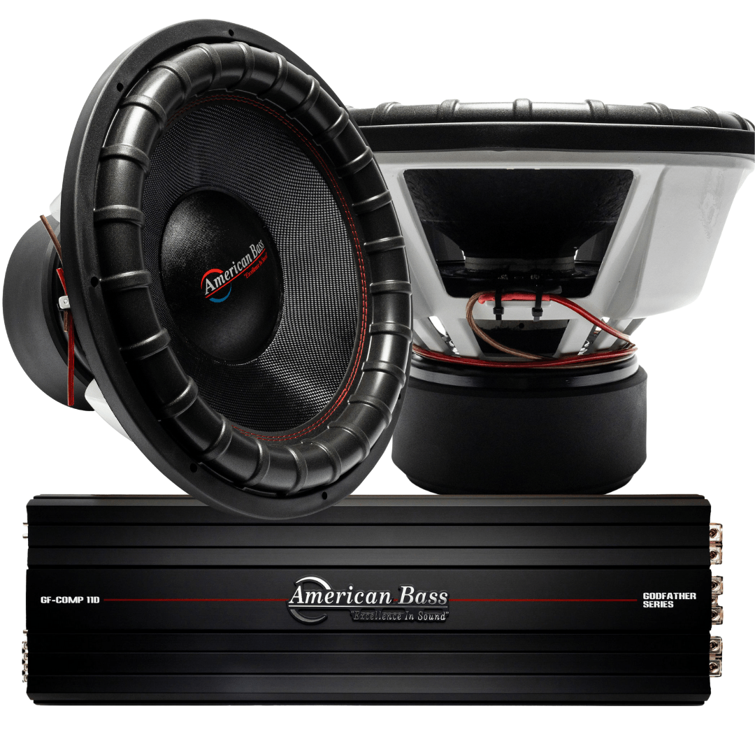 American Bass Power Pack: 2 Godfather 18 Subwoofers + Godfather Comp 11D Amplifier
