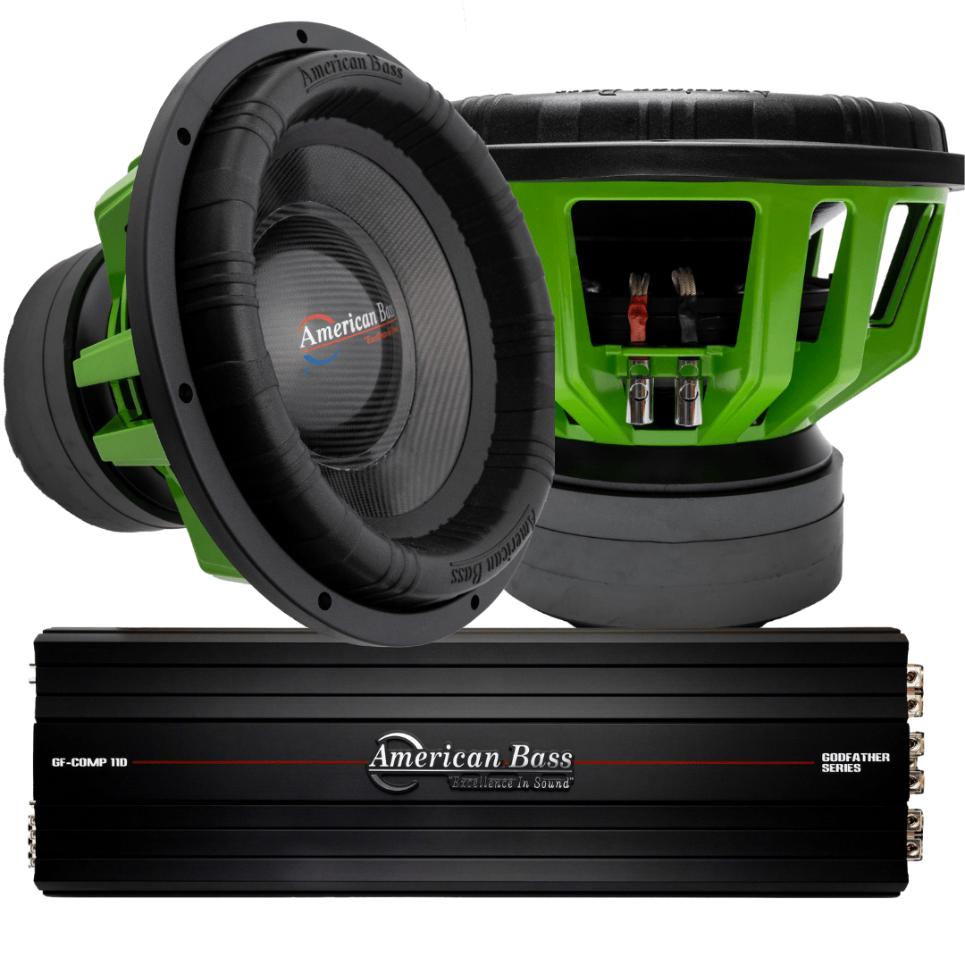 American Bass Power Pack: 2 Godzilla 18 Subwoofers + Godfather Comp 11D Amplifier