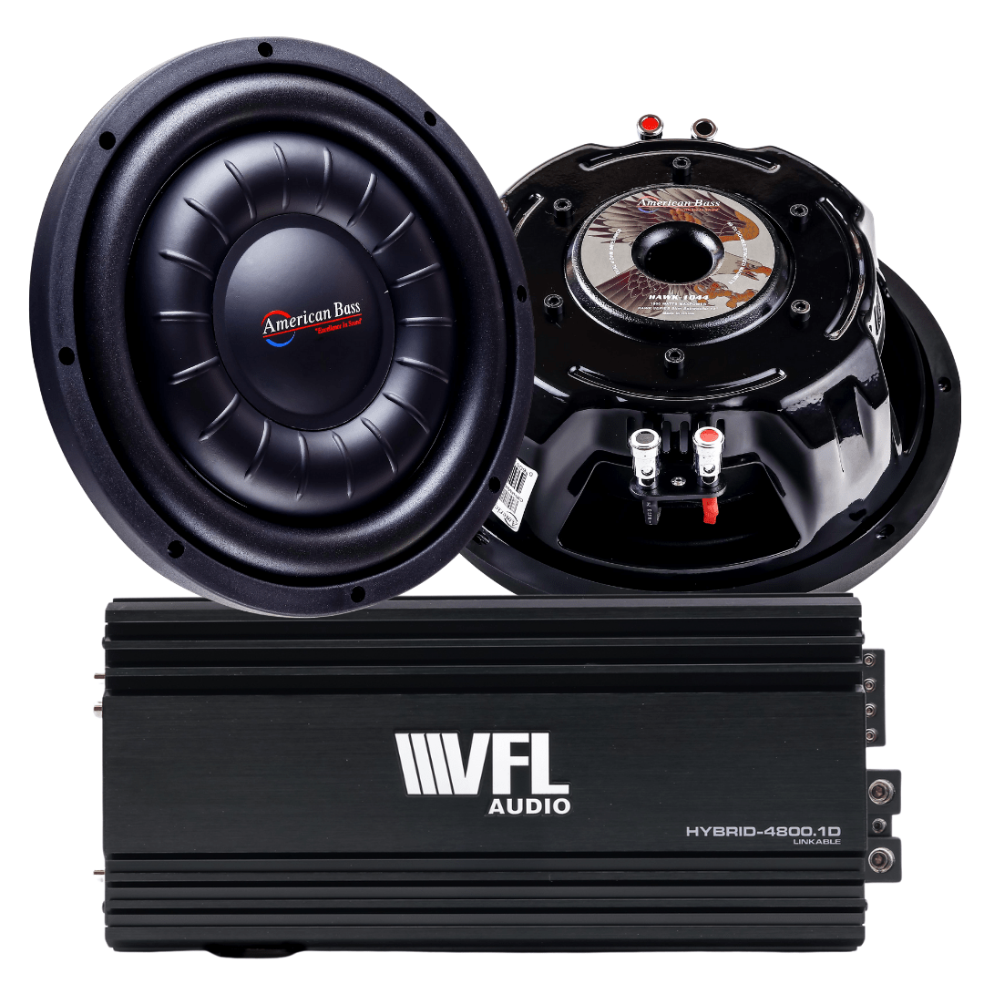 American Bass Power Pack: 2 Hawk Slim 10 Subwoofers + VFL Hybrid 4800.1 Amplifier