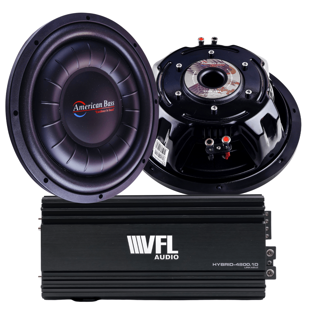 American Bass Power Pack: 2 Hawk Slim 12 Subwoofers + VFL Hybrid 4800.1 Amplifier
