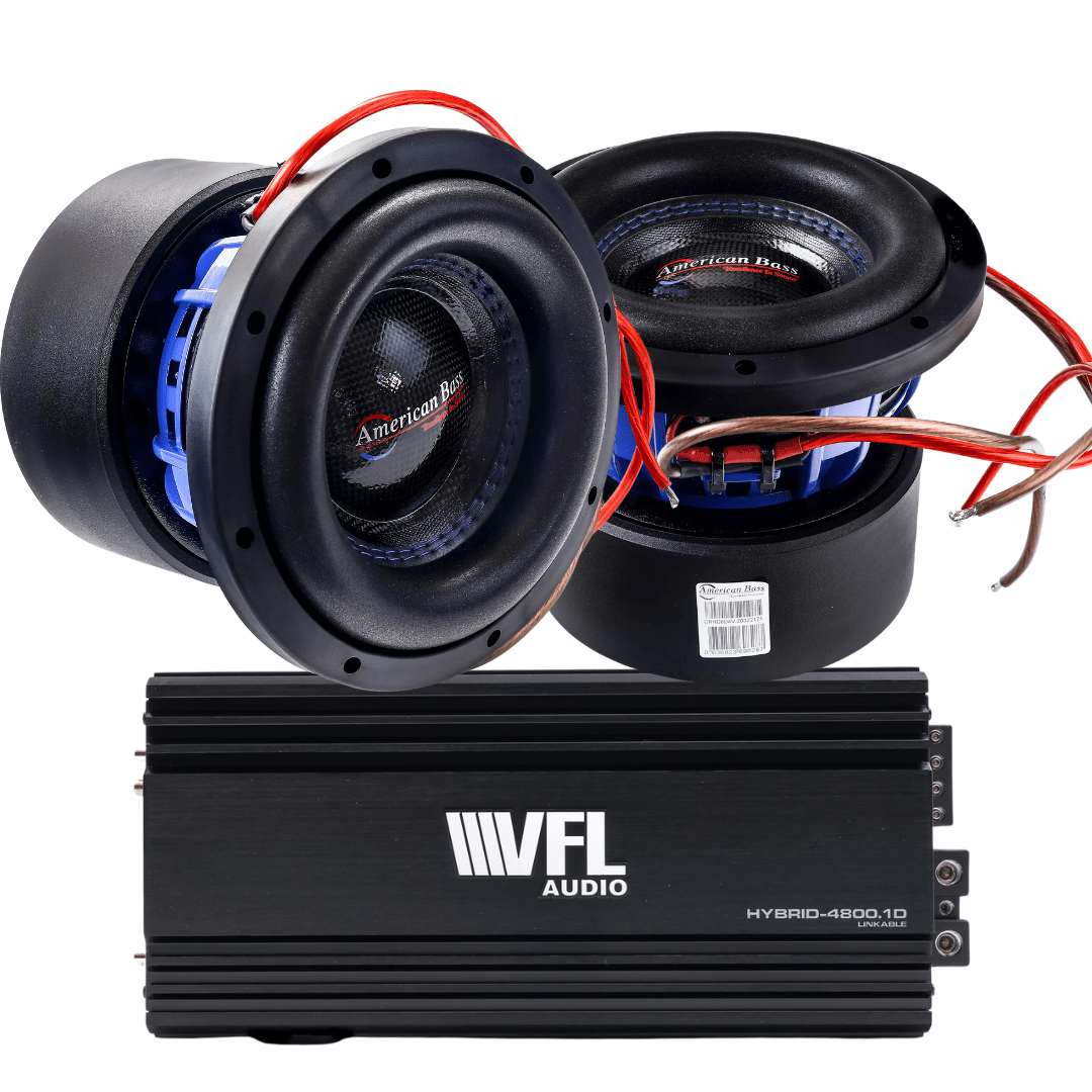 American Bass Power Pack: 2 HD 8 Subwoofers + VFL Hybrid 4800.1 Amplifier