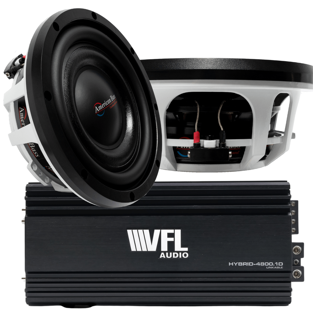 American Bass Power Pack: 2 Titanium 8 Slim Subwoofers + VFL Hybrid 4800.1 Amplifier