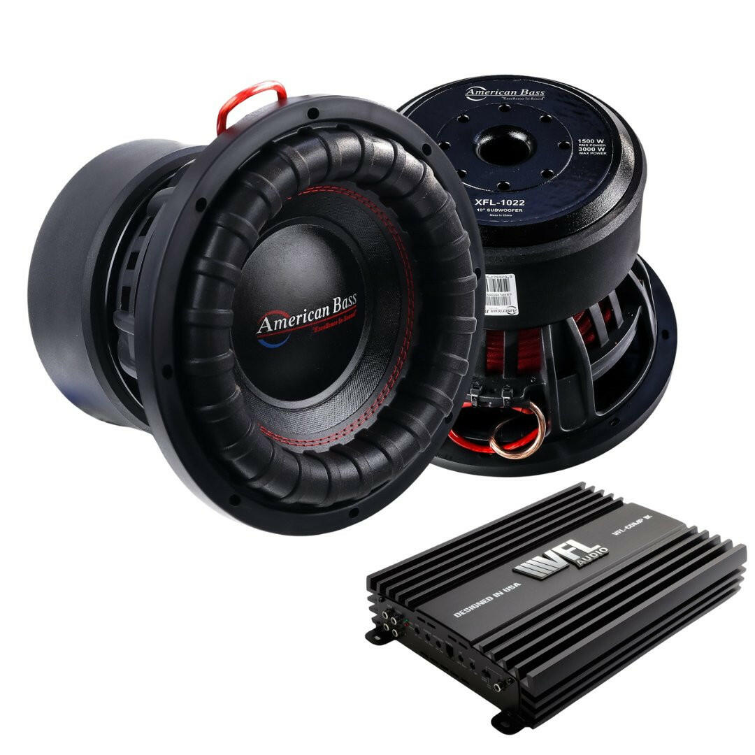 American Bass Power Pack: 2 XFL 10” Subwoofers + VFL Comp 1K Amplifier Bundle