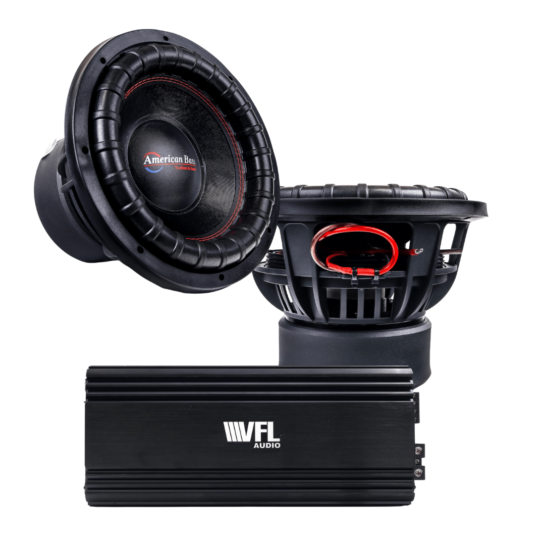 American Bass Power Pack: 2 XFL 12” Subwoofers + VFL Stealth 5500.1D Amplifier Bundle