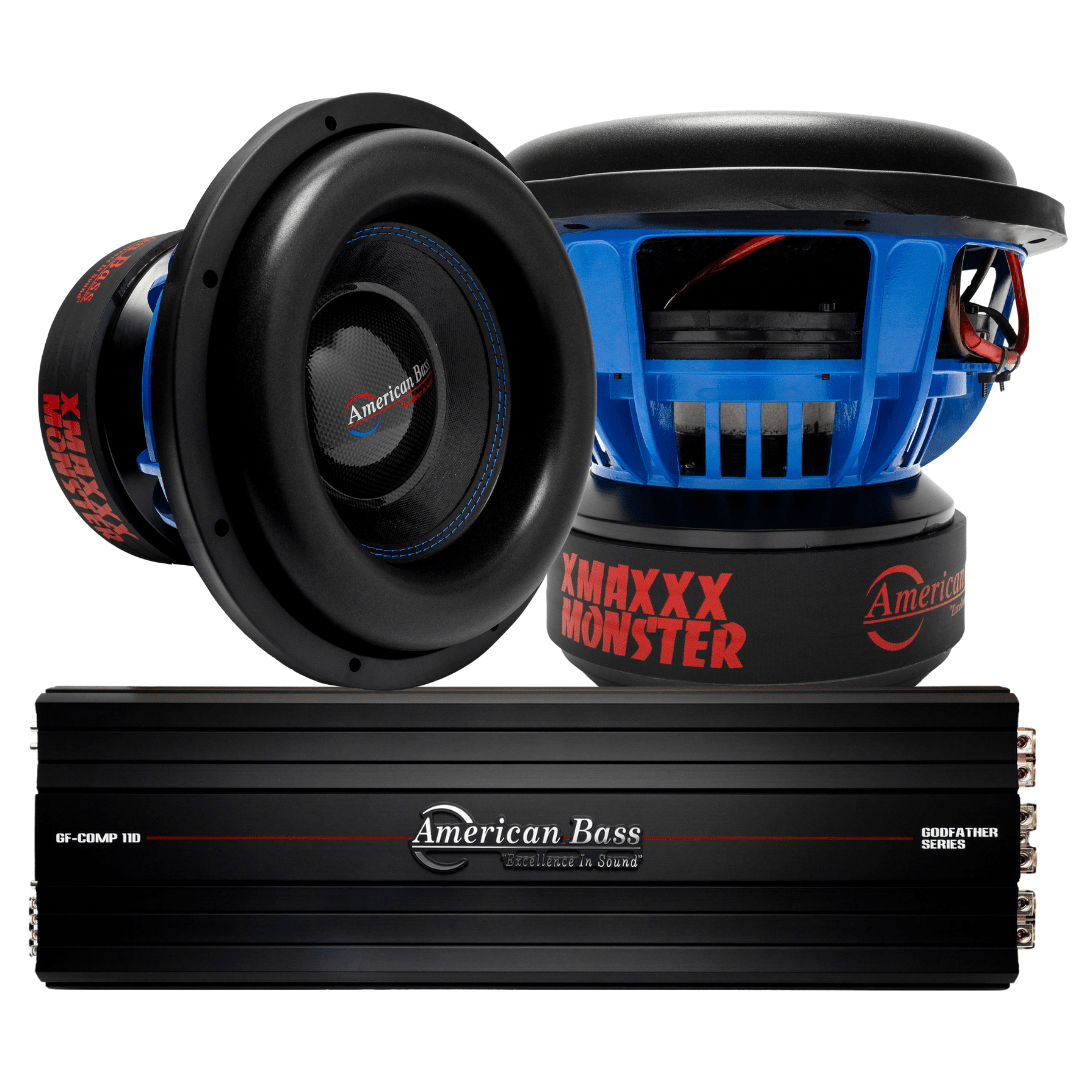 American Bass Power Pack: 2 XMAXXX Monster 12” Subwoofers + Godfather Comp 11D Amplifier