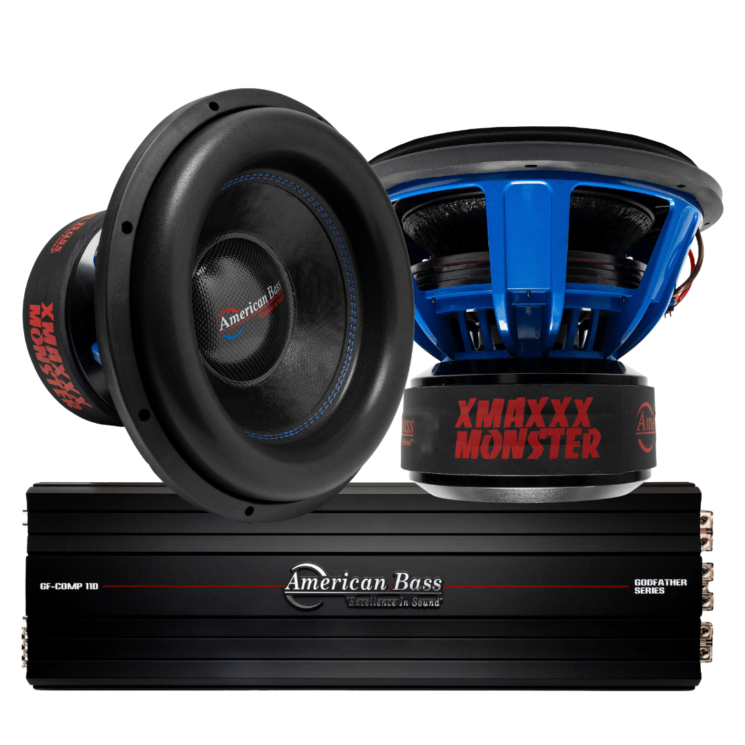 American Bass Power Pack: 2 XMAXXX Monster 15” Subwoofers + Godfather Comp 11D Amplifier